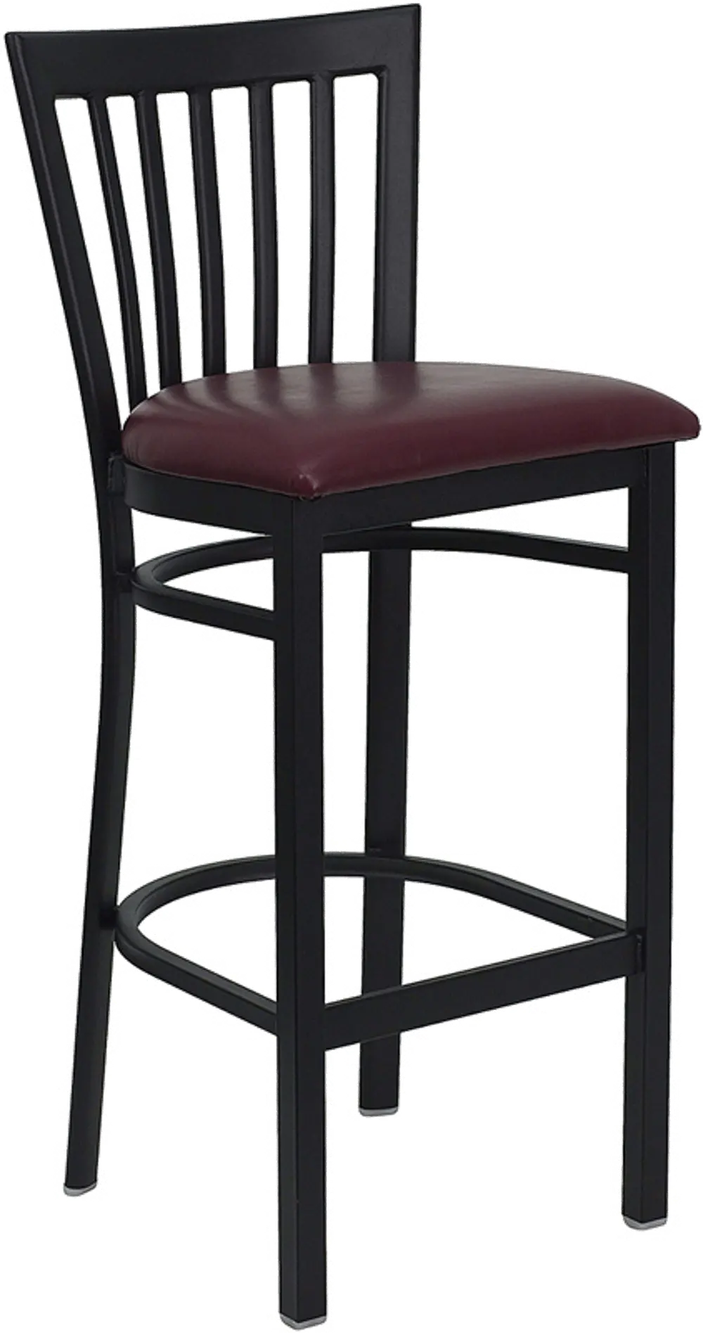 Schoolhouse Burgundy and Black Metal Commercial Bar Stool-1