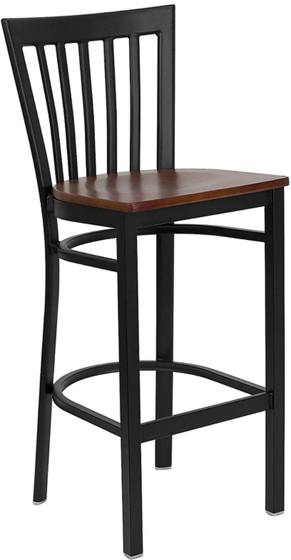 Schoolhouse Cherry and Black Metal Commercial Bar Stool-1