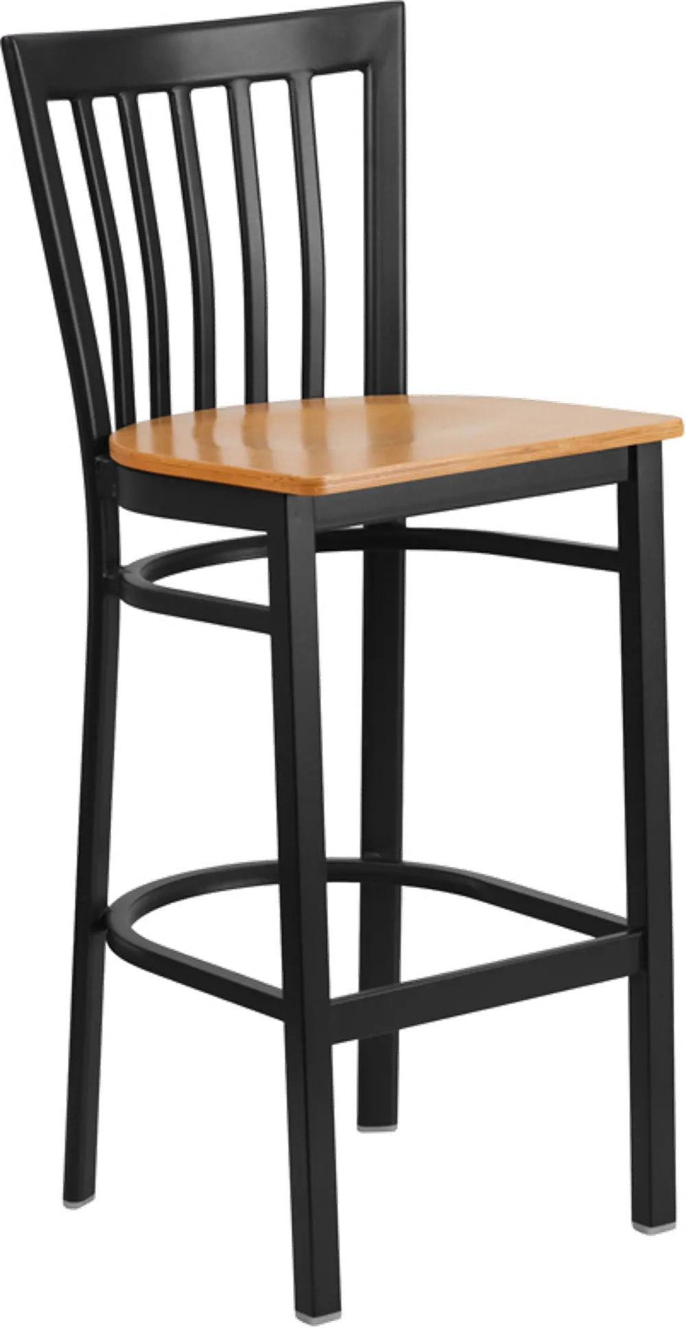 Schoolhouse Natural and Black Metal Commercial Bar Stool-1