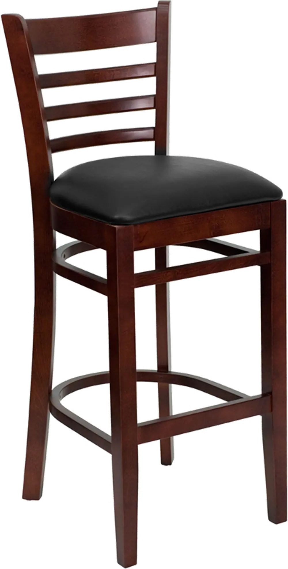 Brown and Black Upholstered Commercial Bar Stool - Ladderback-1