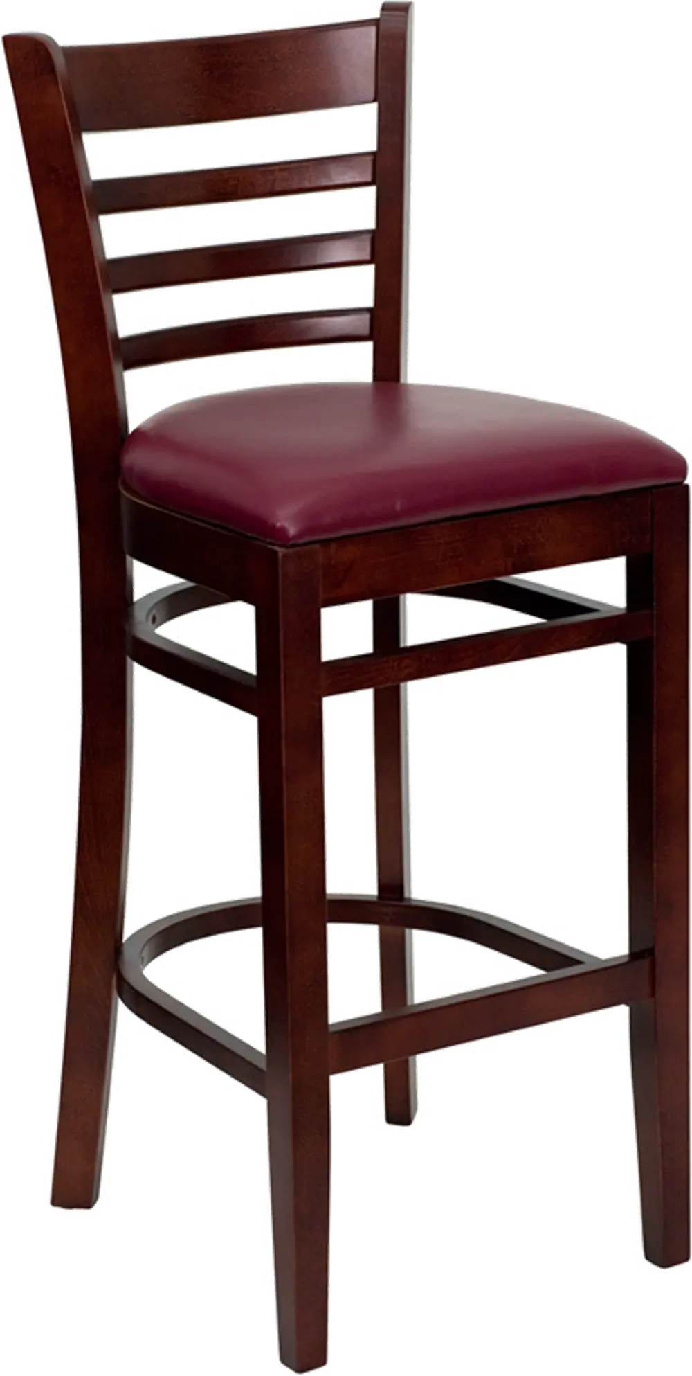 Brown and Burgundy Upholstered Commercial Bar Stool - Ladderback-1
