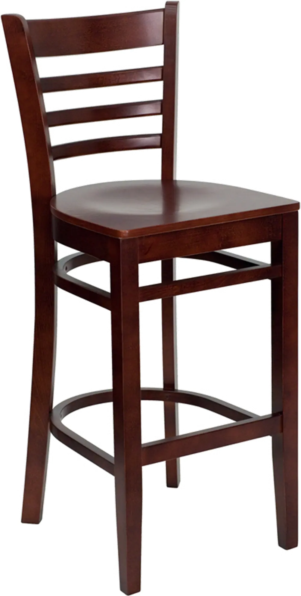 Brown Wood Commercial Bar Stool - Ladderback-1