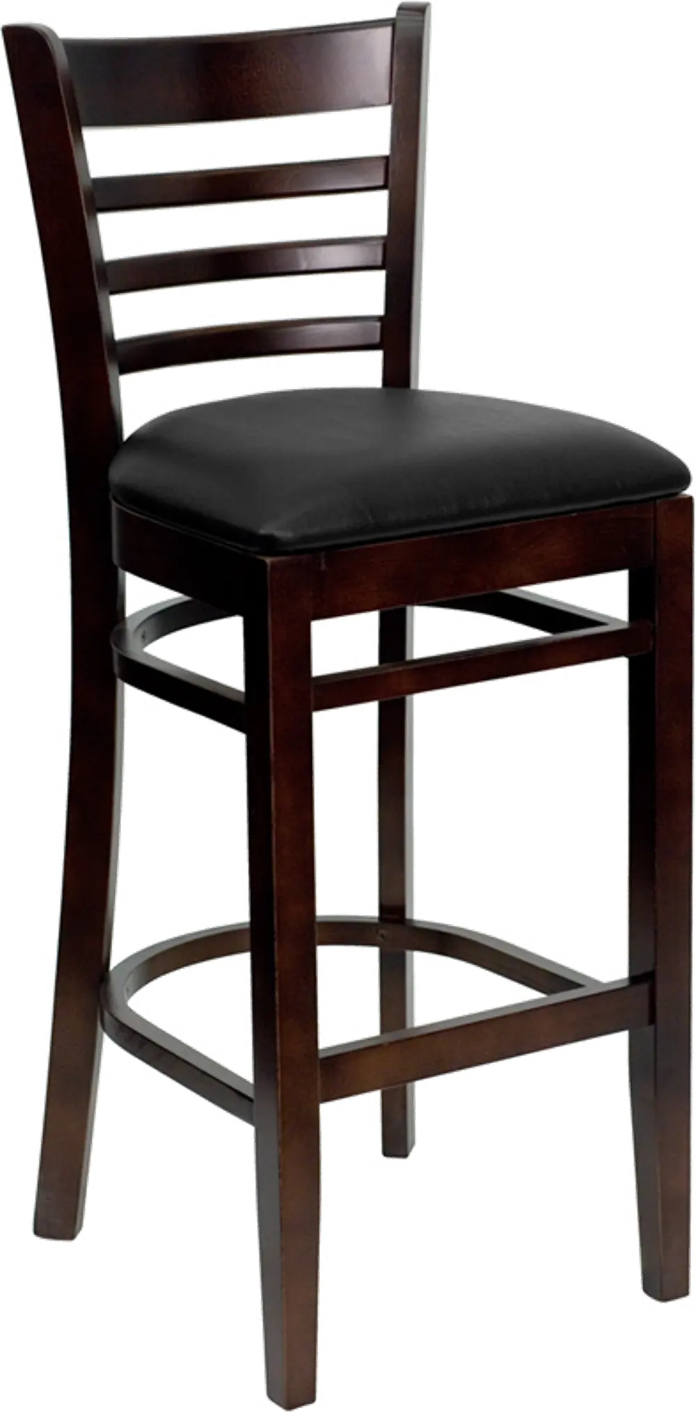 Brown and Black Upholstered Commercial Bar Stool - Ladderback-1