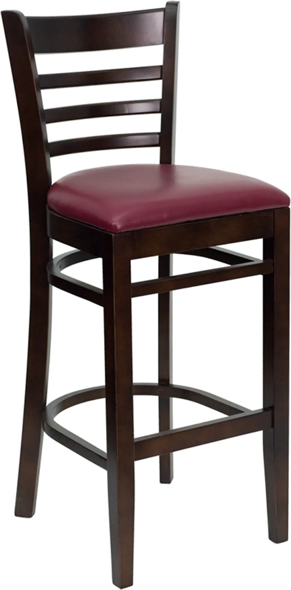 Brown and Burgundy Upholstered Commercial Bar Stool - Ladderback-1