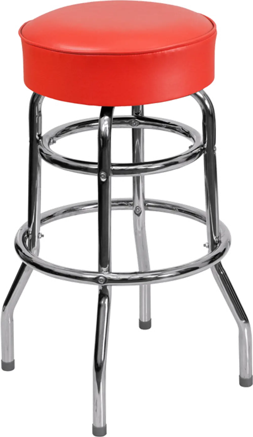 Red Double Ring Chrome Bar Stool-1