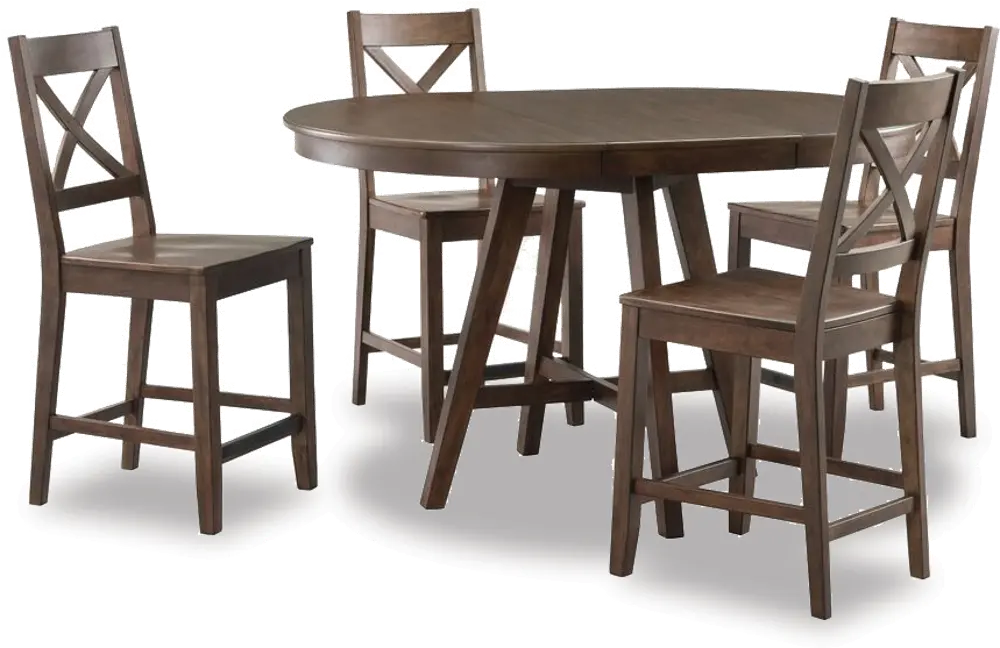 Raisin Brown Counter Height Round Dining Table - Castle Peak-1