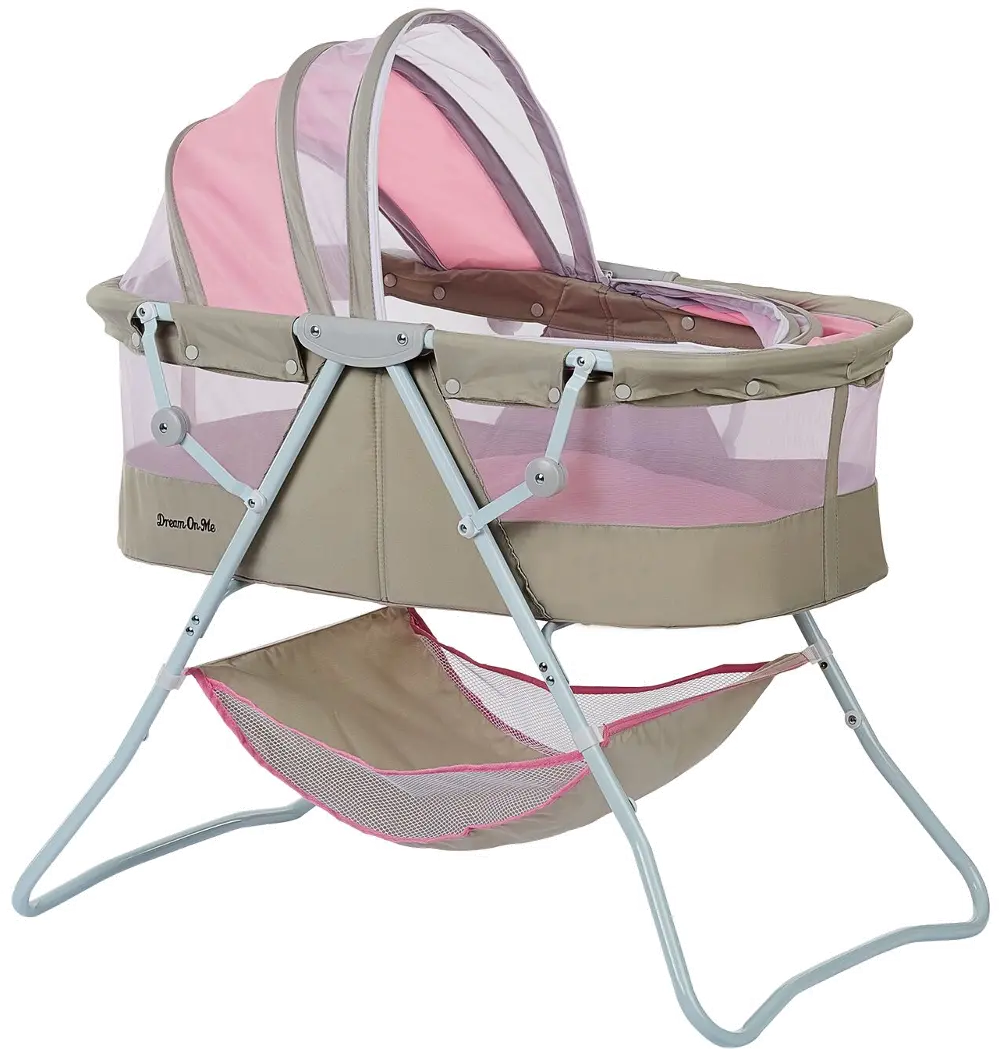 Pink and Gray Portable Baby Bassinet - Karley-1