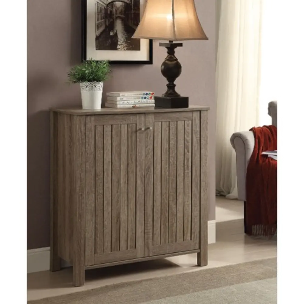 Weathered Gray Country Two-Door Shoe Storage Cabinet-1