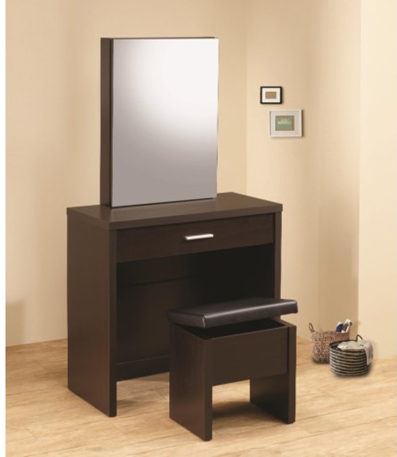 Modern Cappuccino Vanity And Storage, Storage Bench For Vanity