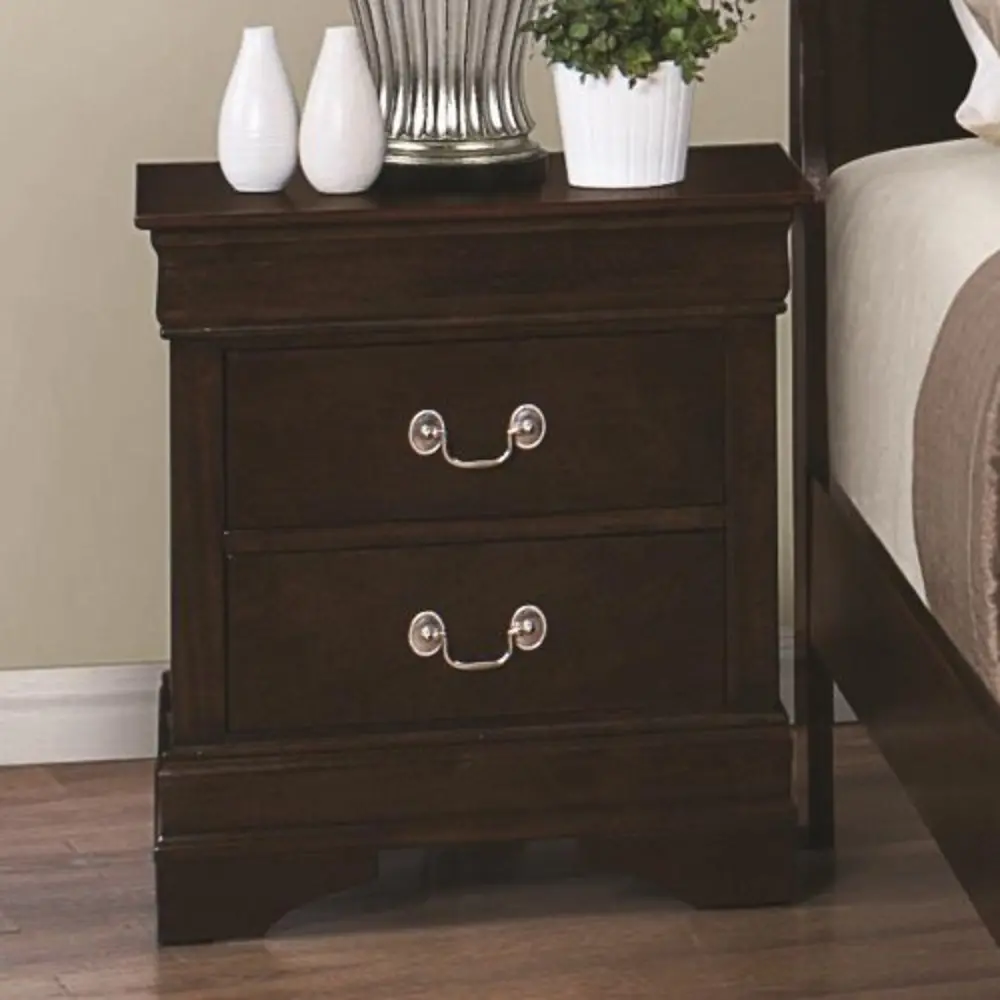 Classic Traditional Cappuccino Brown Nightstand - Louis Phillipe-1