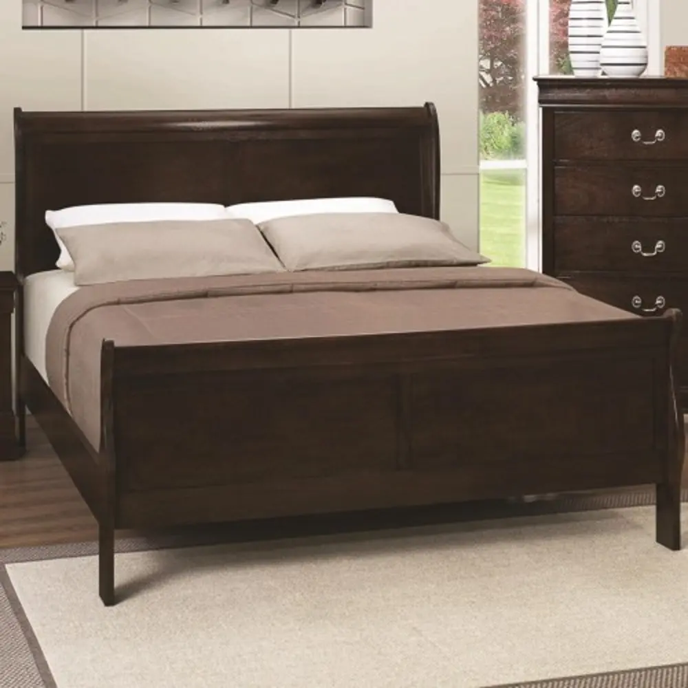 Classic Traditional Cappuccino Queen Sleigh Bed - Louis Philippe-1