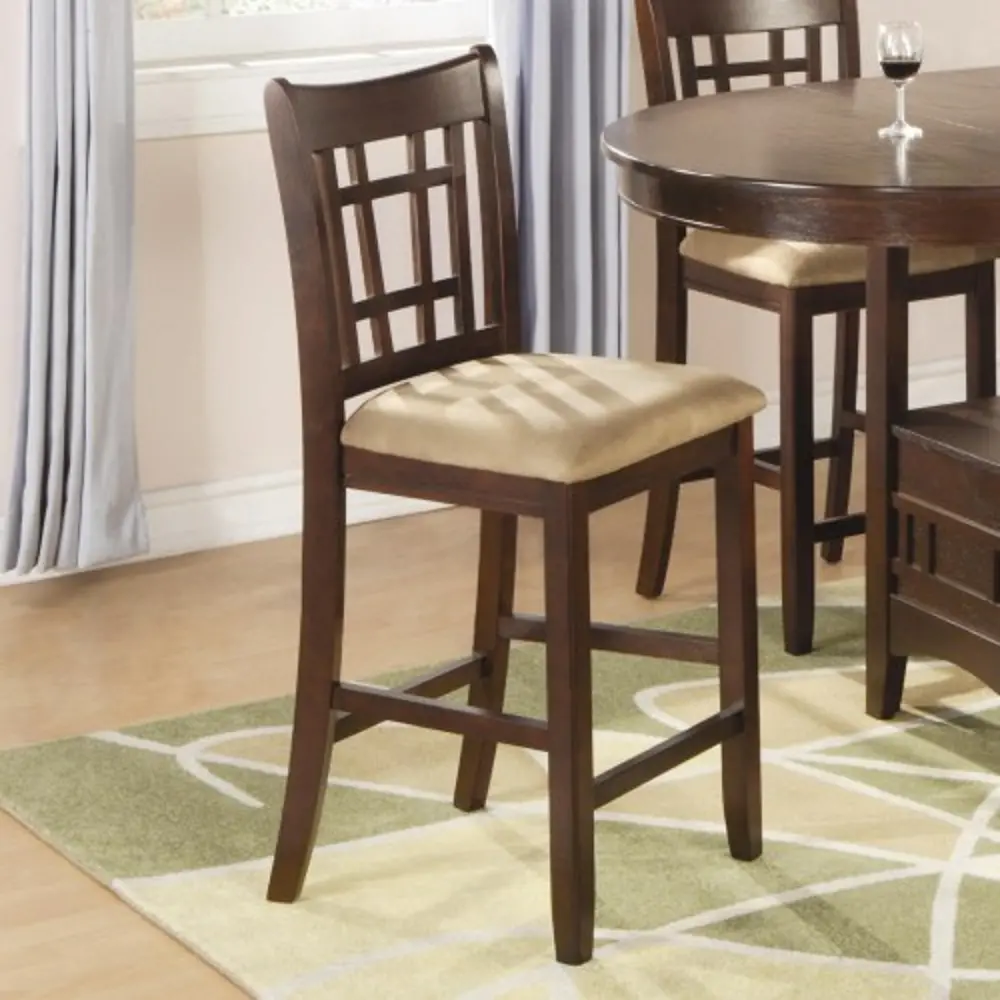 Transitional Brown Upholstered Counter Height Stool (Set of 2) - Lavon-1