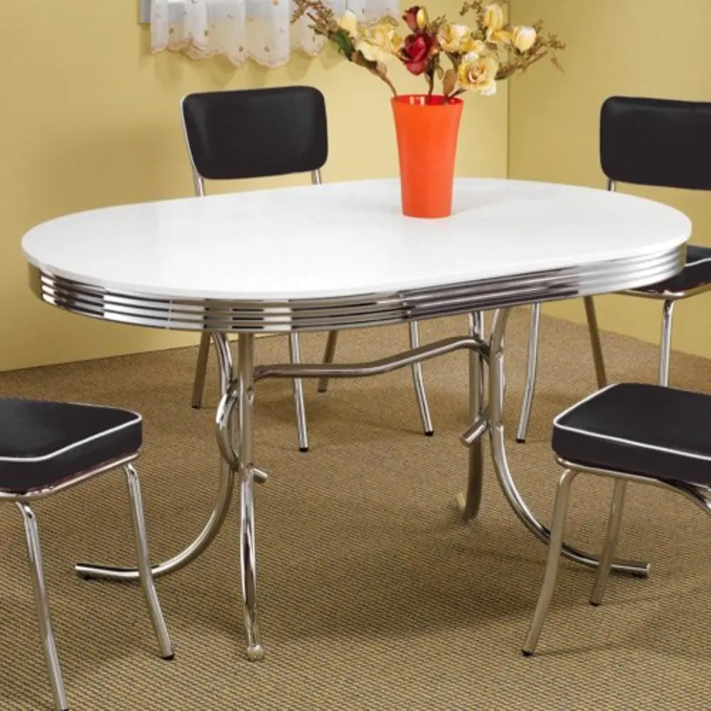 White Oval Dining Room Table - Retro-1