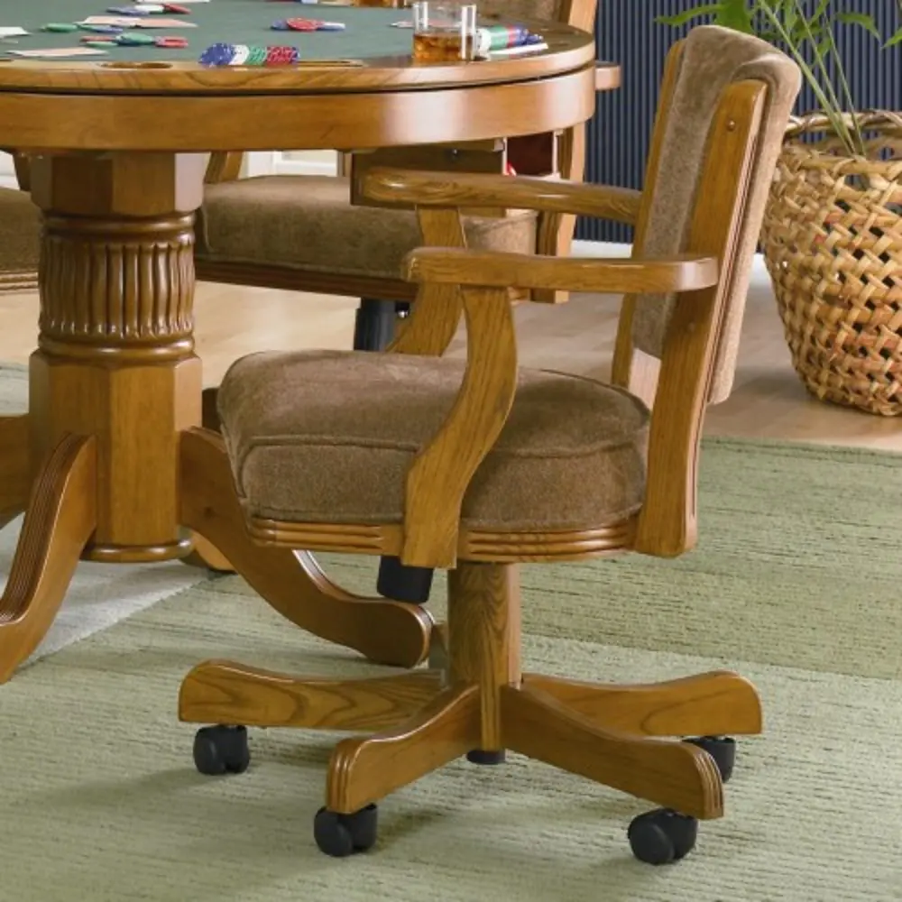 Oak and Amber Upholstered Game Chair - Mitchell-1