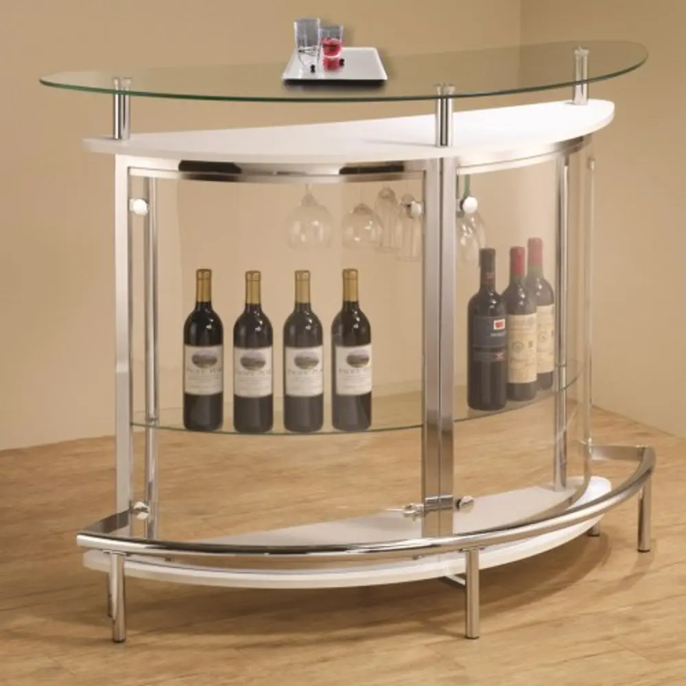Glass and Chrome Contemporary Bar Cabinet-1