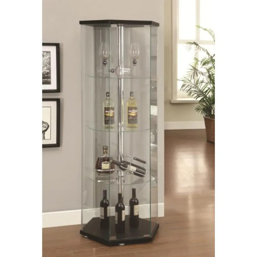 Glass Hexagonal Modern Curio Cabinet-1