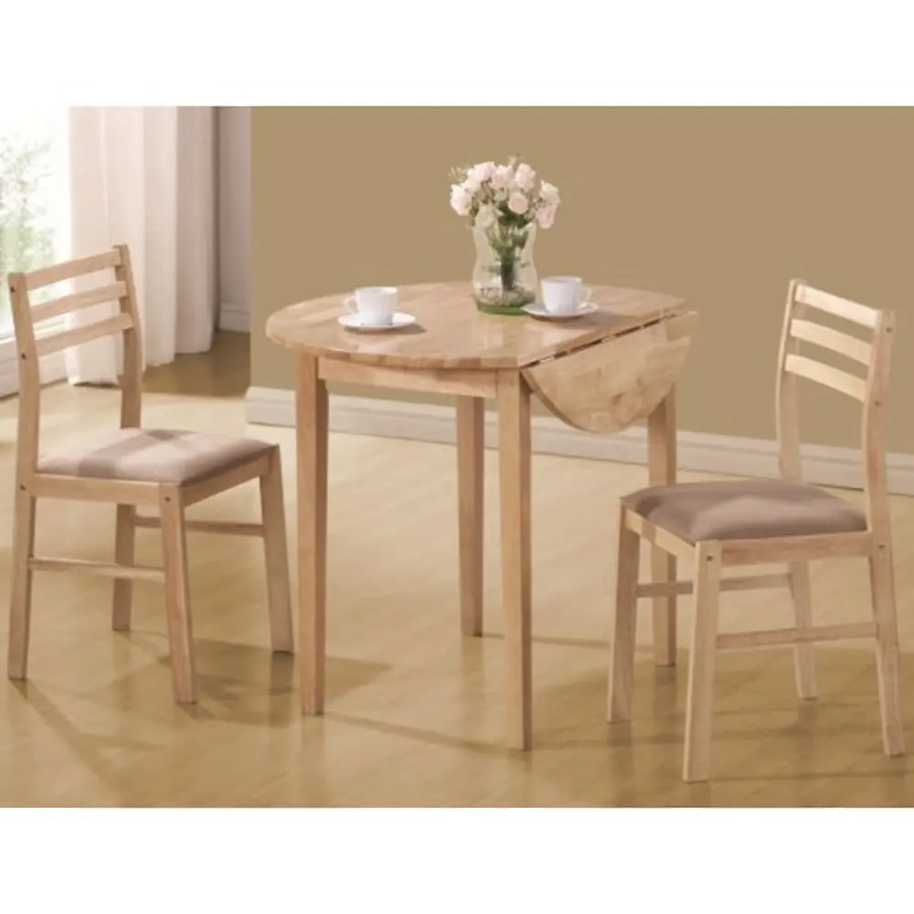 Beige and Natural Wood Casual 3 Piece Dining Set-1