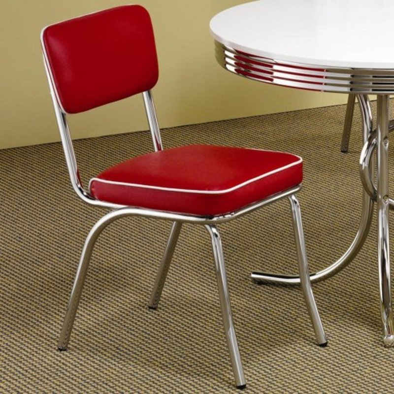 Chrome And Red Retro Dining Room Chair, Retro Dining Room Chairs