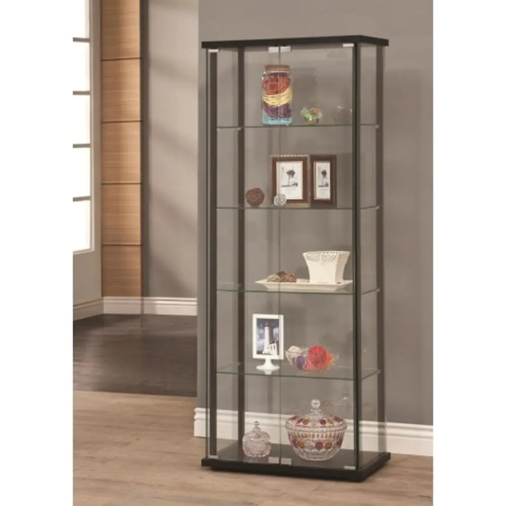 Black Contemporary Glass Curio Cabinet-1