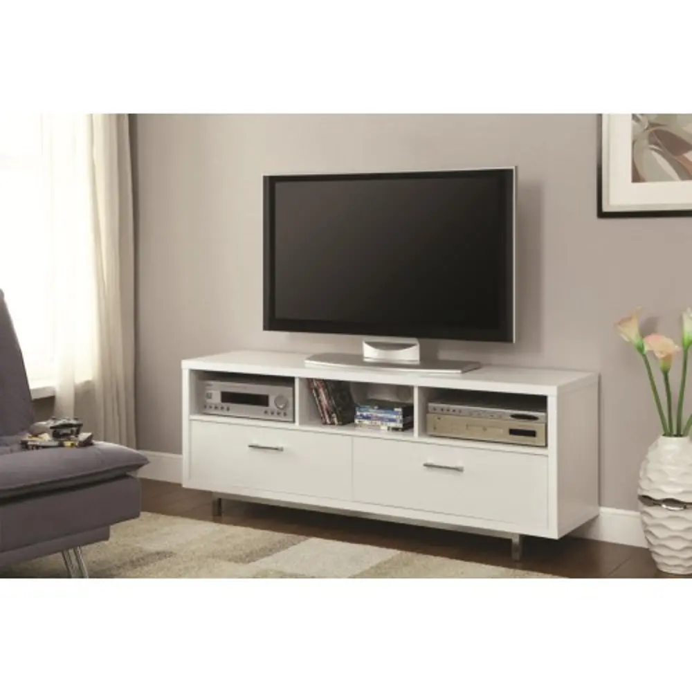 Clean White Transitional 60 Inch TV Stand-1