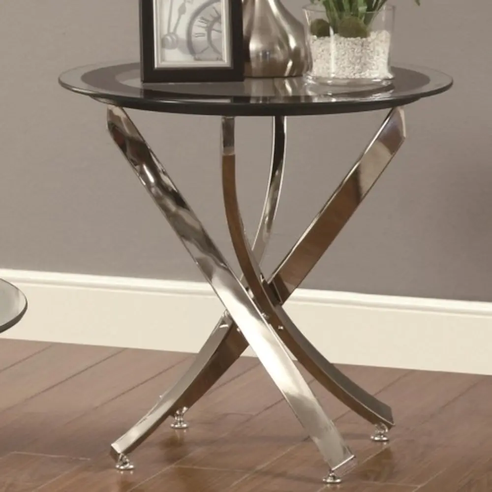 Chrome Glass Top End Table - Colinara-1