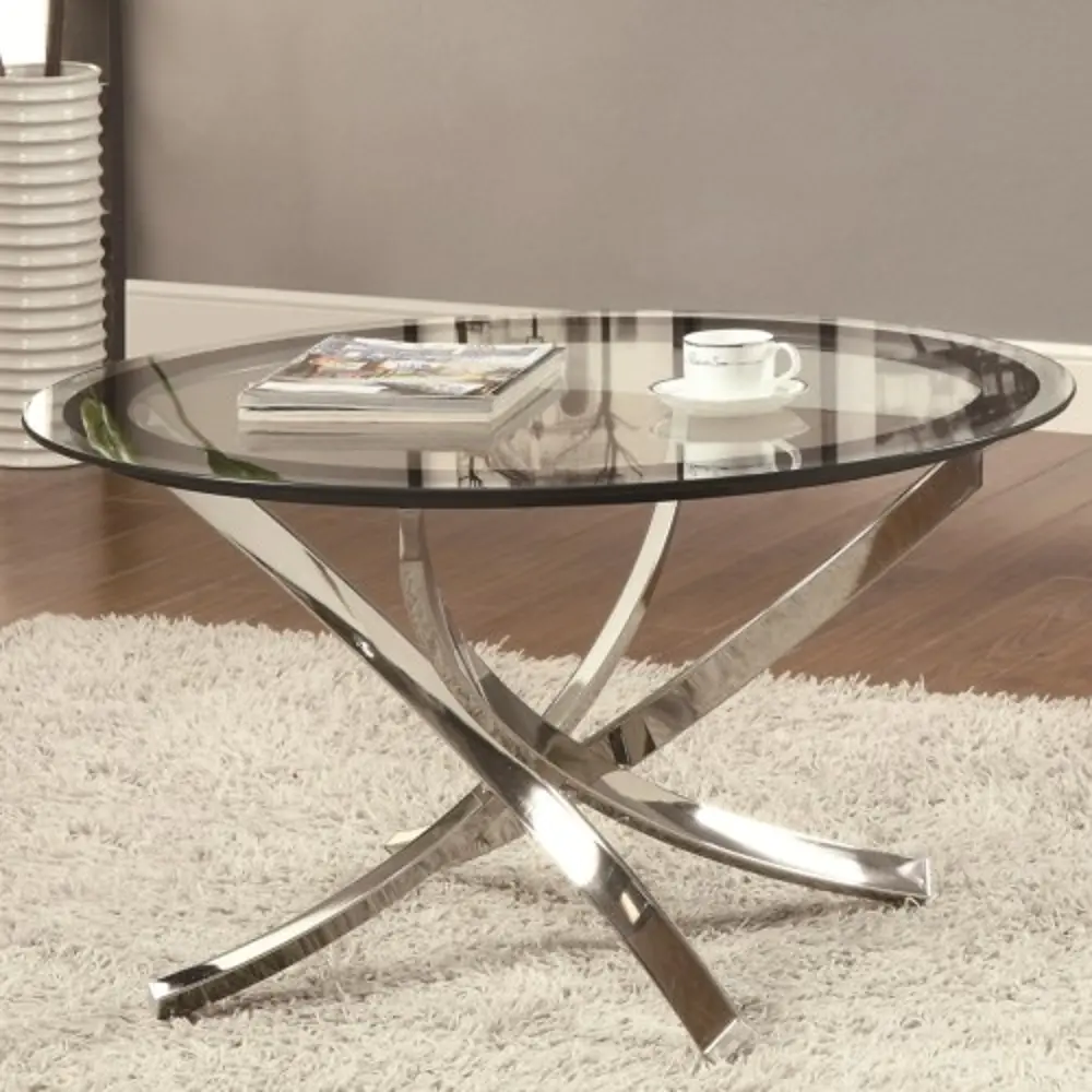Chrome Glass Top Coffee Table - Colinara-1
