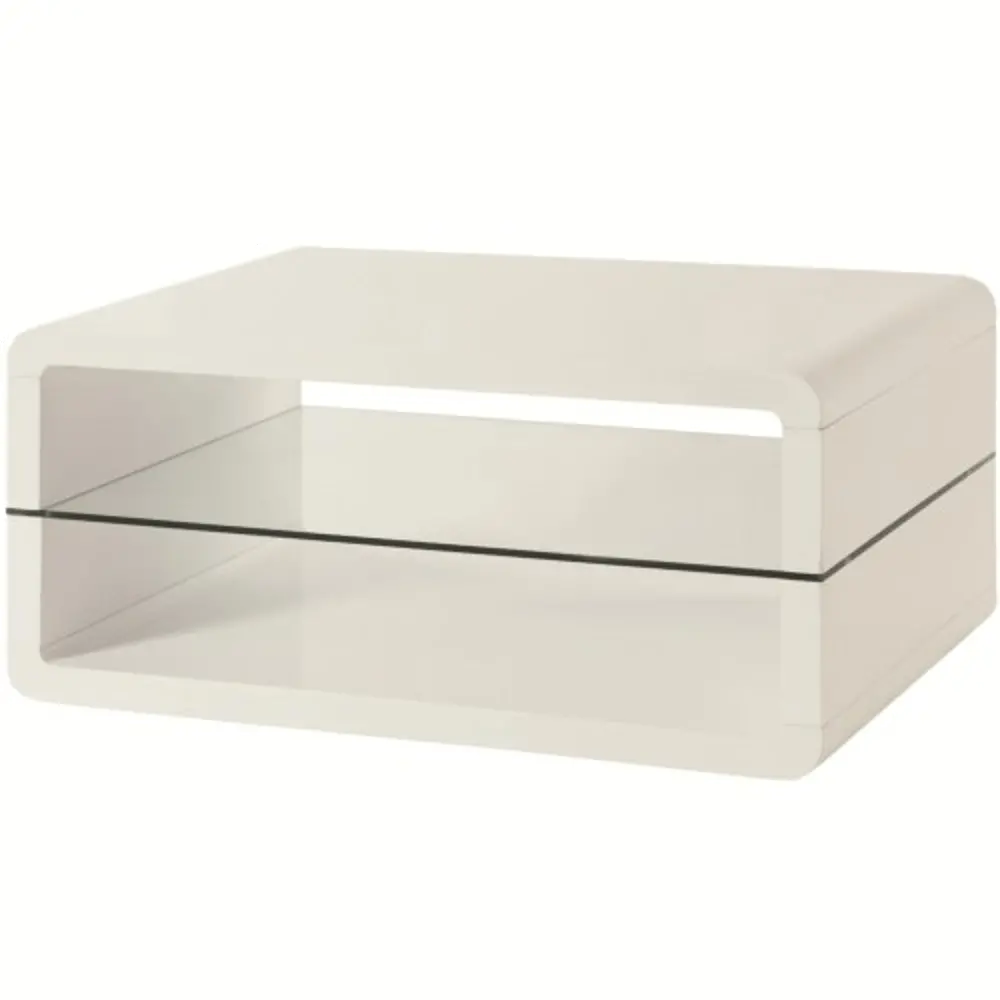 White Contemporary Rounded Coffee Table-1
