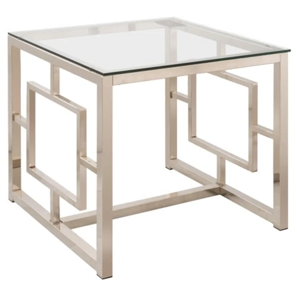 Contemporary Nickel Glass Top End Table - Siegmiller-1