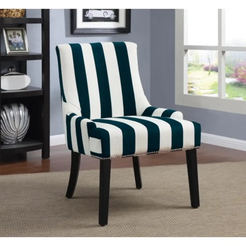Transitional Navy and White Accent Chair-1