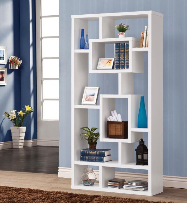 White Geometric Cube Bookshelf