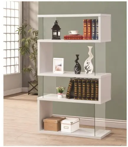 Jasper White Asymmetrical Contemporary Bookshelf