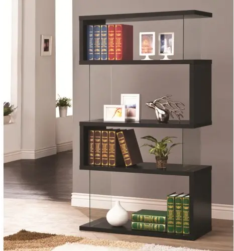 800340 Jasper Black Asymmetrical Contemporary Bookshelf sku 800340