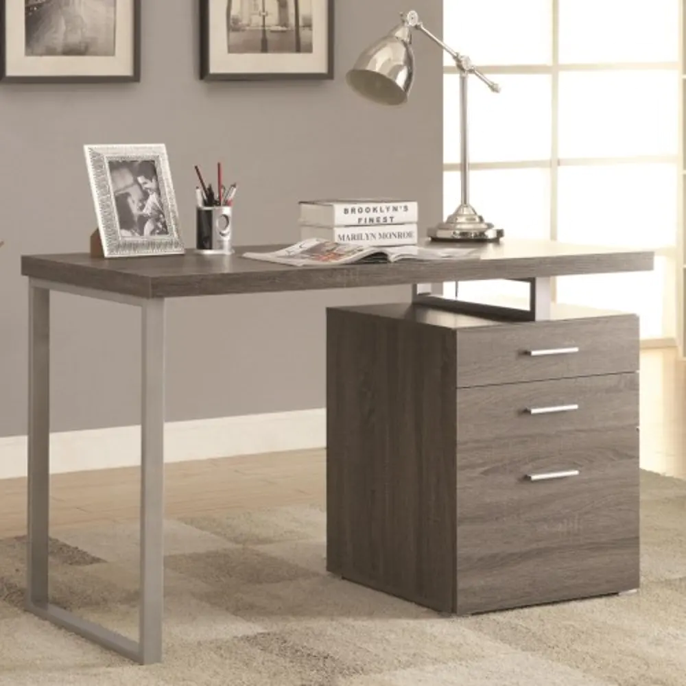 Weathered Gray Contemporary Writing Desk-1