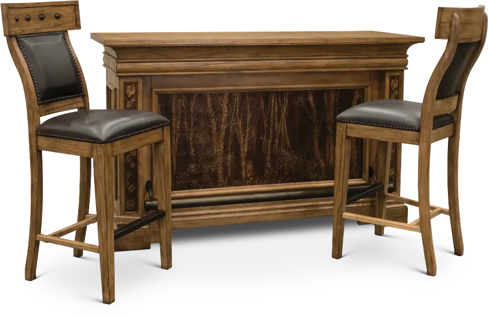 Rustic Brown 3 Piece Dining Room Bar Cabinet Set - Aspen-1
