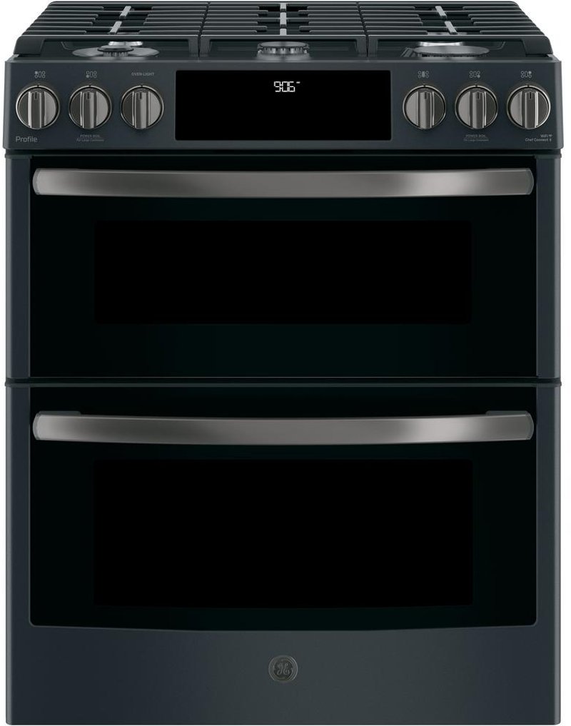 Ge Profile Series 30 Front Control Gas Double Oven Convection Range Black Slate Rc Willey 4447