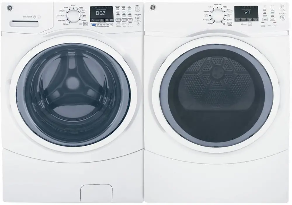 .GEC-450-W/W-ELE-PR GE Front Load Washer and Dryer Set - White Electric-1