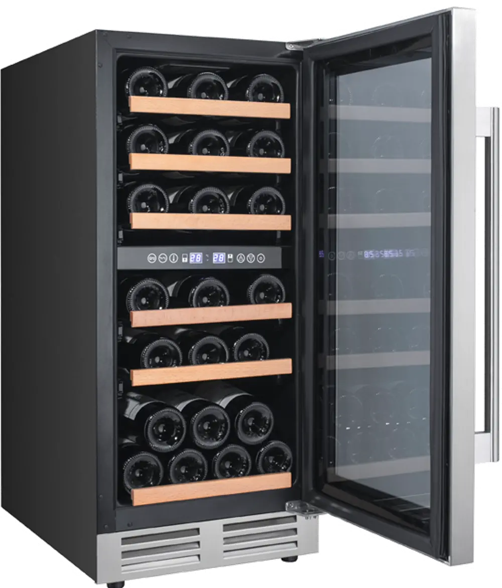 WCF282E3SD Avanti 28 Bottle Designer Series Dual Zone Wine Chiller with Seamless Door -1