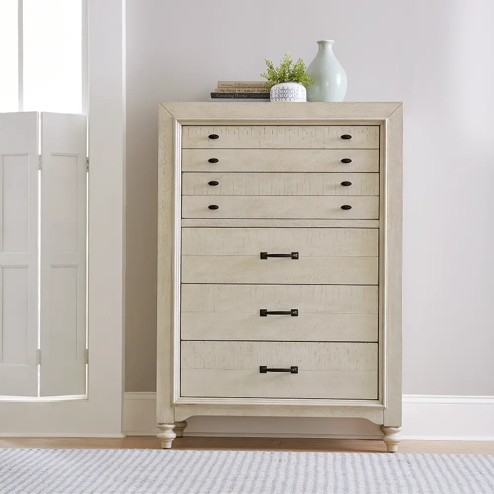 Rustic Antique White Chest of Drawers - Catawba-1