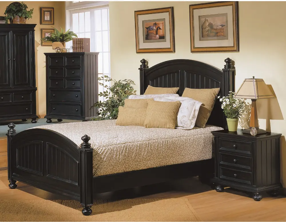 Classic Ebony Black 4 Piece California King Bedroom Set - Cape Cod-1