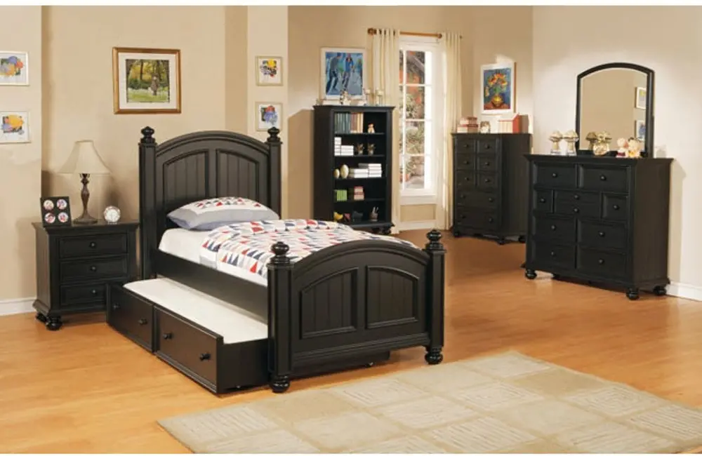 Classic Black 4 Piece Twin Bedroom Set - Cape Cod-1