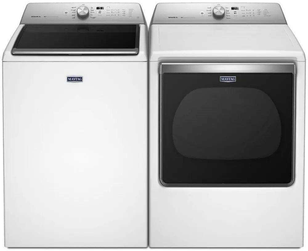 KIT Maytag Top Load Washer and Dryer with Sanitize Cycle Set - White Electric-1