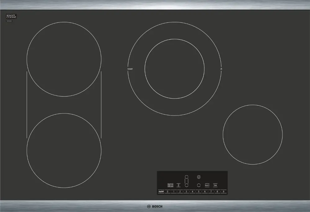 NET8068SUC Bosch 30 Inch Smoothtop Electric Cooktop - Black and Stainless Steel-1