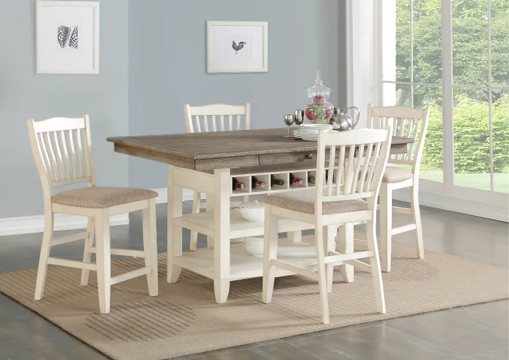 Grace Gray and White Counter Height 5 Piece Dining Set-1