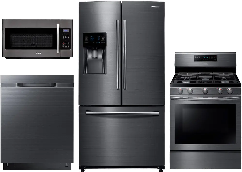 .SUGAP-BTM-4PC-BSS-G Samsung 4 Piece Kitchen Appliance Package with Gas 5.8 cu. ft. Range - Black Stainless Steel-1