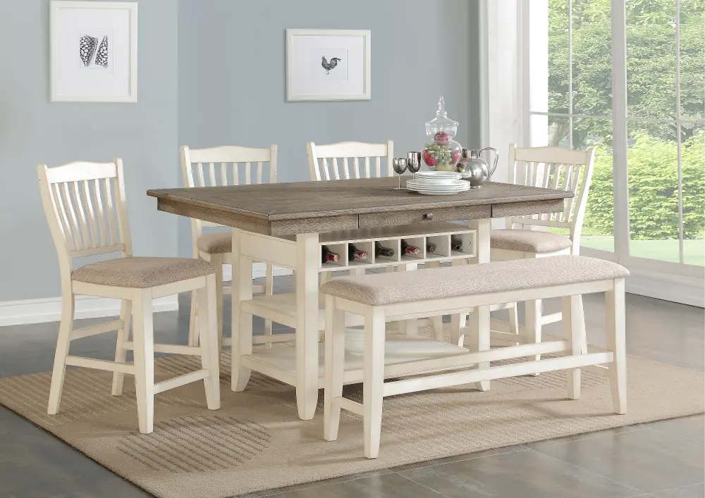 Grace Gray and White Counter Height 6 Piece Dining Set-1