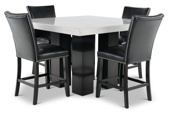 Table And Chair Dining Sets Rc Willey Furniture Marble And Black 5 Piece Counter Height Dining Set Camila