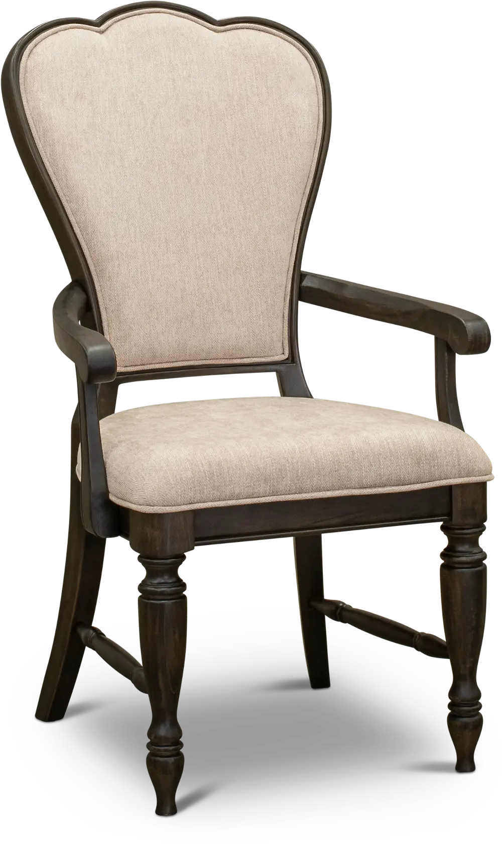 Traditional Antique Black Upholstered Dining Arm Chair - Natchez Trace-1