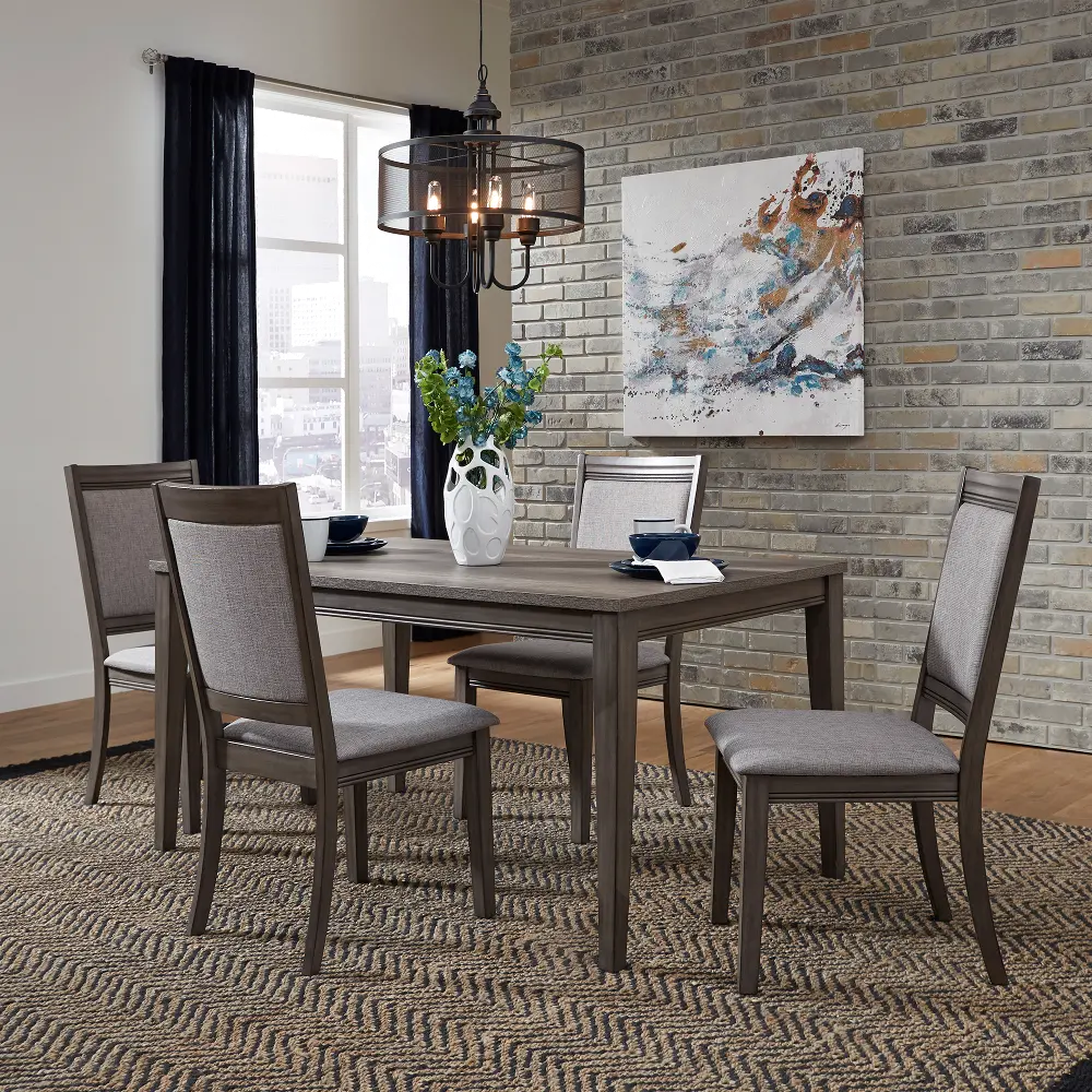 Gray Urban Modern 5 Piece Dining Set with Upholstered Chairs - Tanners Creek-1