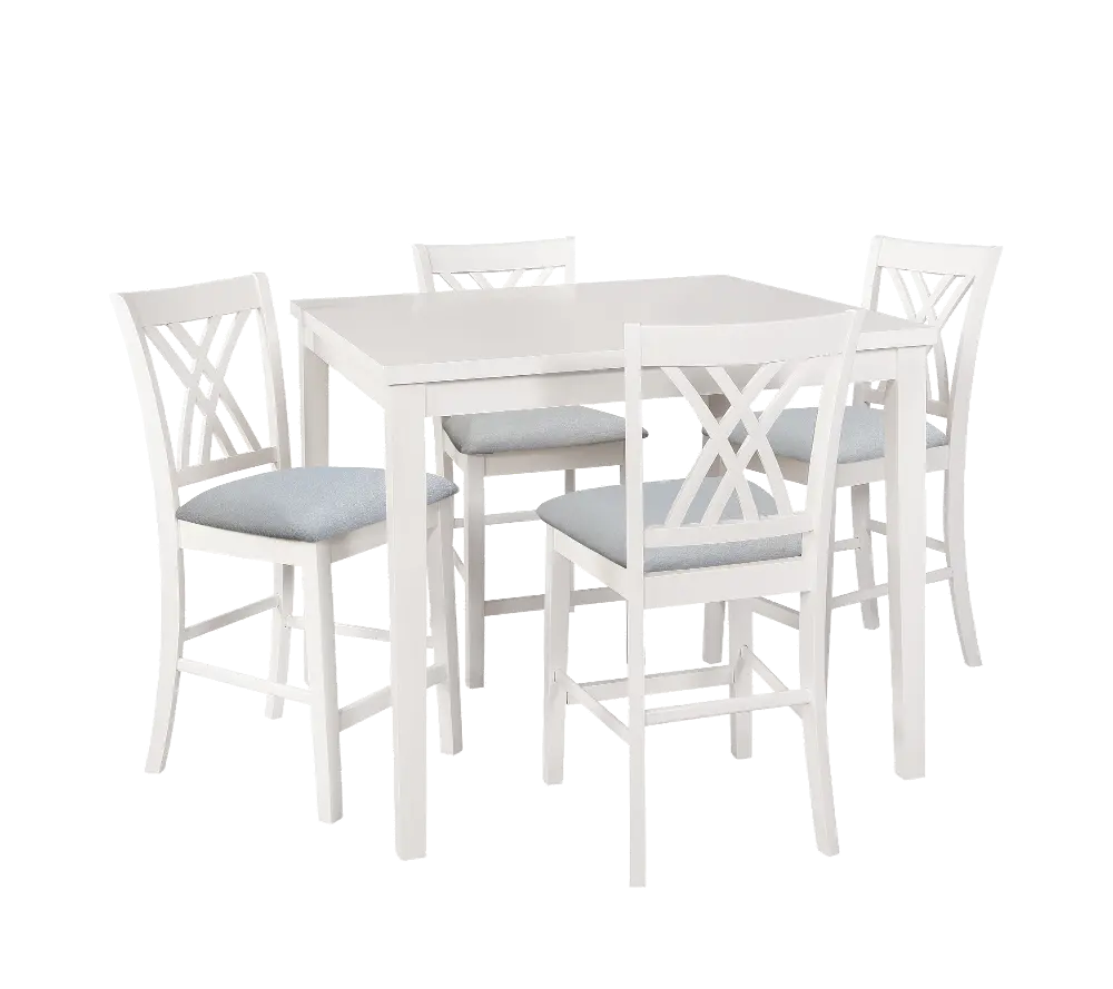 White 5 Piece Counter Height Dining Set - Starla-1