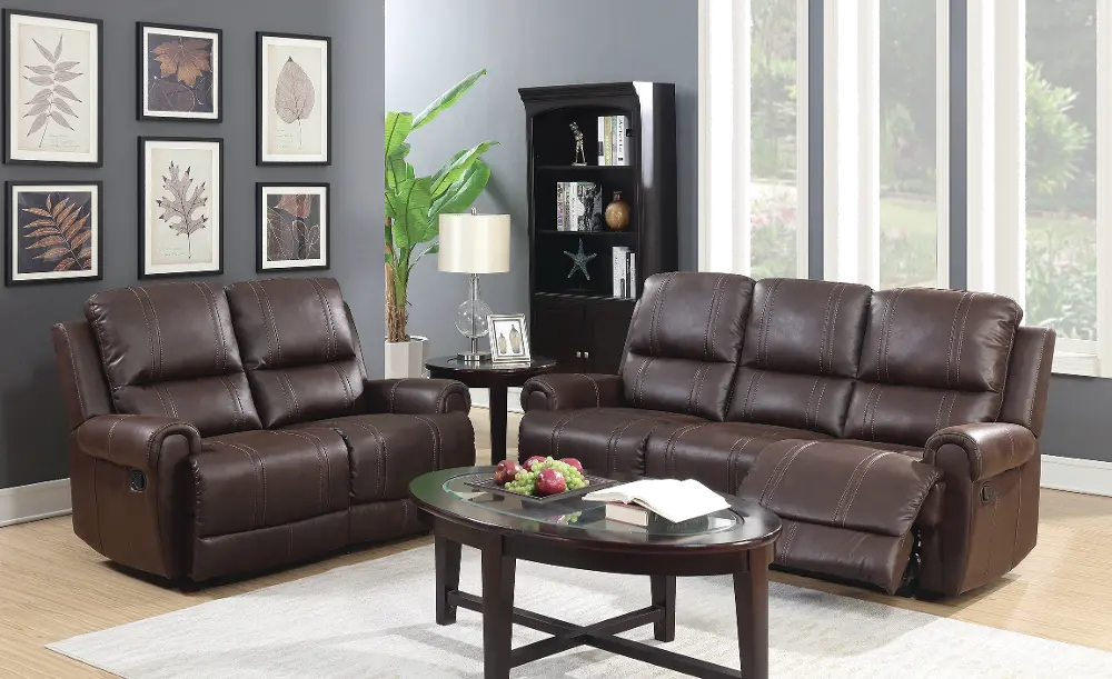 Chocolate Brown Reclining Living Room Set-1